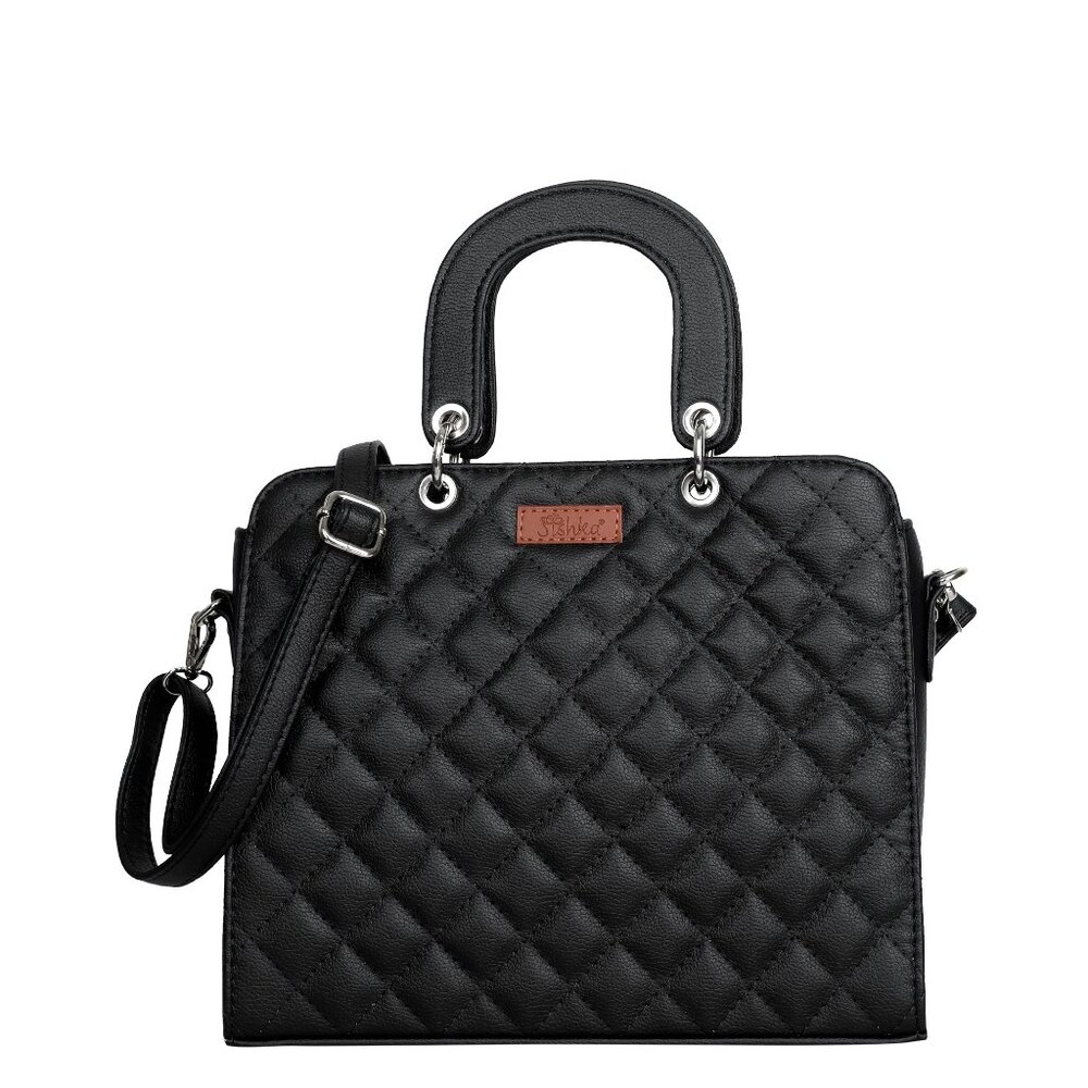 Vegan Leather Black Handbag for Women – Top-Handle Tote Bag, Satchel Purse